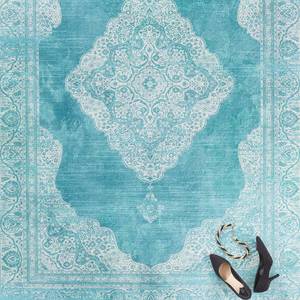 Laagpolig vloerkleed Carme geweven stof - Aquablauw - 160 x 230 cm