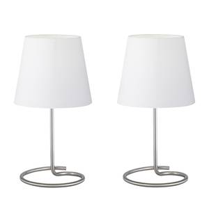 Lampe Twin Tissu mélangé / Nickel - 2 ampoules - Blanc