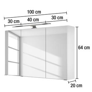 Spiegelschrank Tira Inklusive Beleuchtung - Weiß - Breite: 100 cm