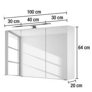 Spiegelkast Tira inclusief verlichting - Wit - Breedte: 100 cm