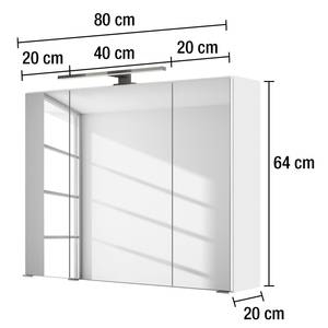 Spiegelschrank Tira Inklusive Beleuchtung - Weiß - Breite: 80 cm