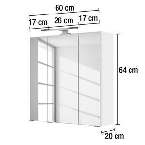 Spiegelkast Tira inclusief verlichting - Wit - Breedte: 60 cm