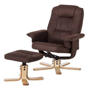 Fauteuil de relaxation Canillo II Avec repose-pieds - Microfibre - Marron