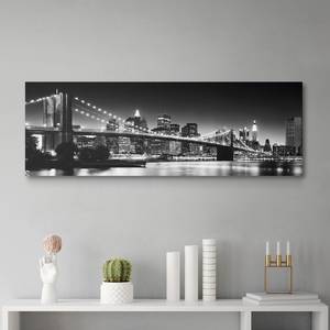 Afbeelding New York verwerkt hout - zwart/wit - 118 x 40 cm