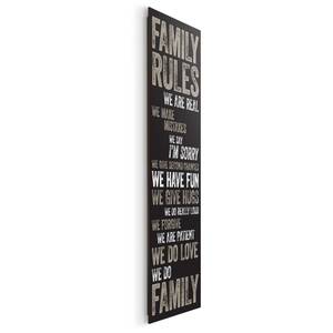 Afbeelding Family Rules verwerkt hout - zwart/beige