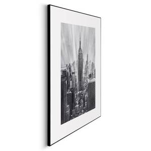 Afbeelding Empire State Building verwerkt hout - zwart/wit
