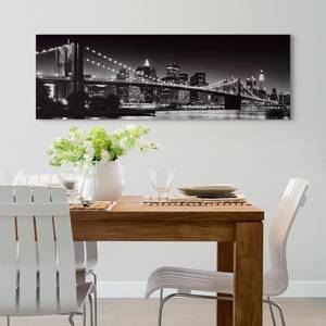 Afbeelding New York verwerkt hout - zwart/wit - 156 x 52 cm