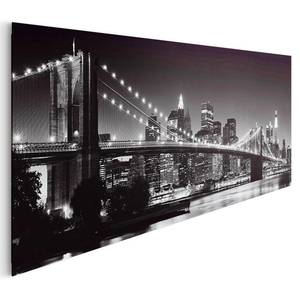 Afbeelding New York verwerkt hout - zwart/wit - 156 x 52 cm