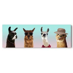 Afbeelding Funny Lamas verwerkt hout - meerdere kleuren