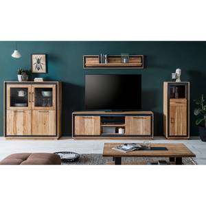 Meuble TV Weldon Acacia massif / Placage en pierre / Acacia / Noir