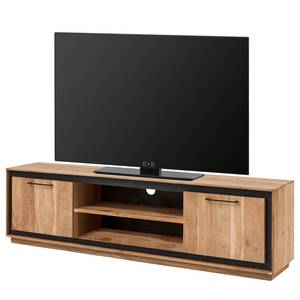 Meuble TV Weldon Acacia massif / Placage en pierre / Acacia / Noir