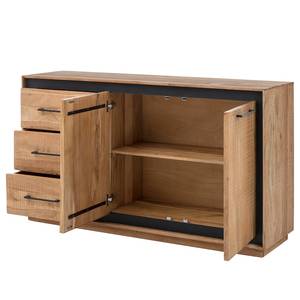 Buffet bas Weldon II Acacia massif / Placage en pierre / Acacia / Noir