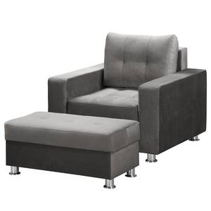 Fauteuil Upwell II microvezel - Donkergrijs - Met hocker