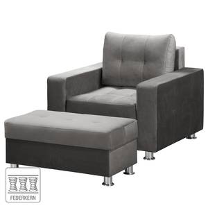 Fauteuil Upwell II microvezel - Donkergrijs - Met hocker