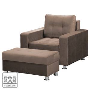 Fauteuil Upwell II microvezel - Bruin - Met hocker