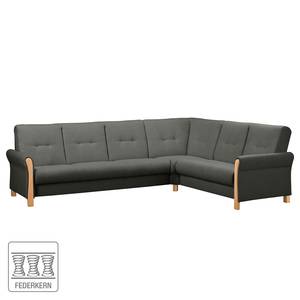 Ecksofa Outwell Strukturstoff - Dunkelgrau - Ottomane davorstehend rechts