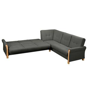 Ecksofa Outwell Strukturstoff - Dunkelgrau - Ottomane davorstehend rechts