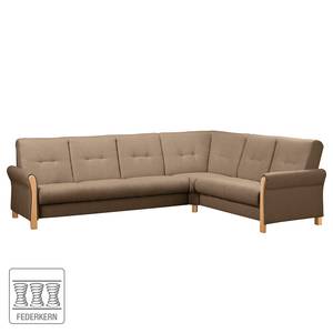 Ecksofa Outwell Strukturstoff - Braun - Ottomane davorstehend rechts