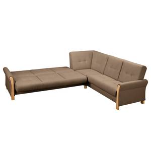 Ecksofa Outwell Strukturstoff - Braun - Ottomane davorstehend rechts