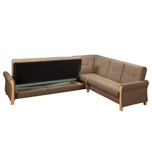 Ecksofa Outwell Strukturstoff - Braun - Ottomane davorstehend rechts