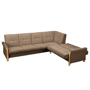 Ecksofa Outwell Strukturstoff - Braun - Ottomane davorstehend rechts