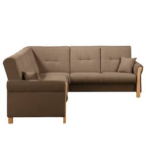 Ecksofa Outwell Strukturstoff - Braun - Ottomane davorstehend rechts