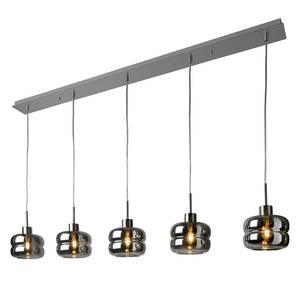 Suspension Havanna Verre transparent / Fer - 5 ampoules - Argent cendré