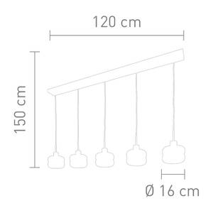 Suspension Havanna Verre transparent / Fer - 5 ampoules - Argent cendré