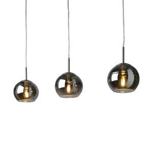 Suspension Tokio I Verre transparent / Fer - Argenté - Nb d'ampoules : 3