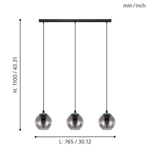 Hanglamp Ariscani transparant glas / staal - 3 lichtbronnen