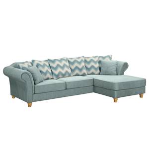 Ecksofa Colares II Webstoff - Pastellblau - Longchair davorstehend rechts