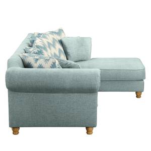 Ecksofa Colares II Webstoff - Pastellblau - Longchair davorstehend rechts