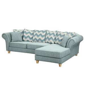 Ecksofa Colares II Webstoff - Pastellblau - Longchair davorstehend rechts