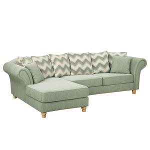 Ecksofa Colares II Webstoff - Mintgrau - Longchair davorstehend links