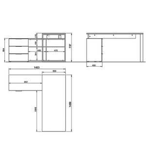 Hoekbureau Ancona metaal - kasjmierkleurig/notenboomhouten look