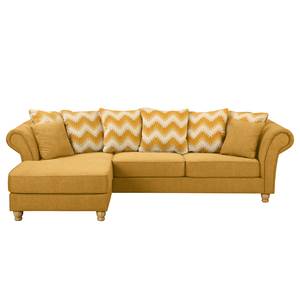 Ecksofa Colares II Webstoff - Safrangelb - Longchair davorstehend links