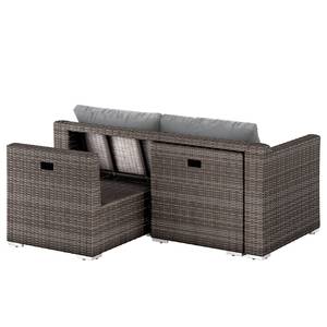 Loungeset Lenax (4-teilig) Polyrattan / Webstoff - Grau / Beige