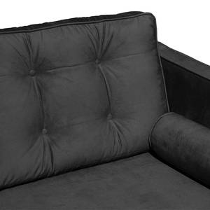 Canapé d’angle Kosula Microfibre - Noir - Méridienne courte à droite (vue de face)