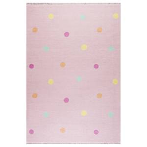 Kinderteppich Dots Kunstfaser - Hellrosa - 100 x 160 cm