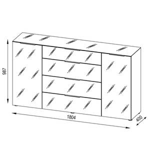 Dressoir Trend I Glas - Wit