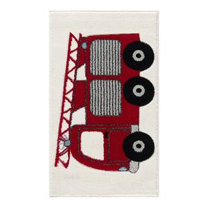 Tapis enfant Camion de pompier Fibres synthétiques - Rouge / Crème