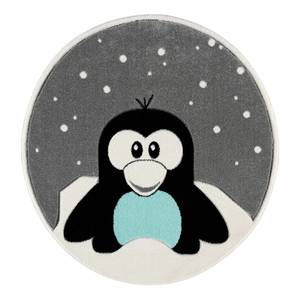 Kindervloerkleed Pinguin Elliot rond kunstvezels - grijs/zwart