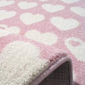 Tapis enfant Cœur II Fibres synthétiques - Rose / Blanc