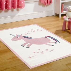 Kindervloerkleed Eenhoorn kunstvezels - roze/crèmekleurig - 120 x 180 cm