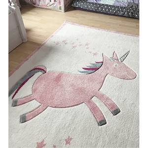 Tapis enfant Licorne Fibres synthétiques - Rose / Crème - 120 x 180 cm