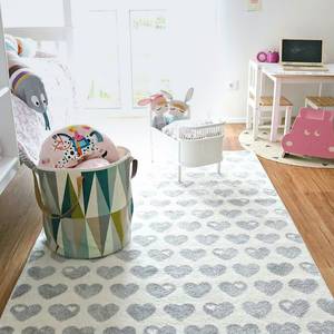 Tapis enfant Cœur II Fibres synthétiques - Blanc / Gris clair