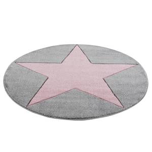 Kindervloerkleed Shootingstar rond kunstvezels - Oud pink/Grijs - Diameter: 133 cm