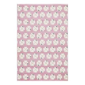 Tapis enfant Trèfle Fibres synthétiques - Rose / Blanc