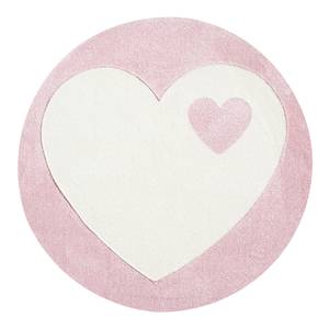 Tapis enfant rond Cœur Fibres synthétiques - Rose