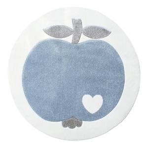 Kinderteppich Apfel Rund Kunstfaser - Weiß / Blau